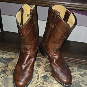 Justin Boots Dark Brown Leather Cowboy Boots